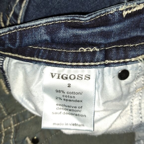 Vigoss Distressed Embroidered Pockets Straight Denim Jeans - Picture 11 of 11